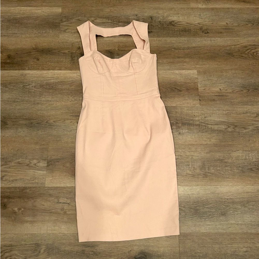 ASOS Ladies Blush Pink Dress Top lined Midi Sexy back w/zipper Brunch Date night